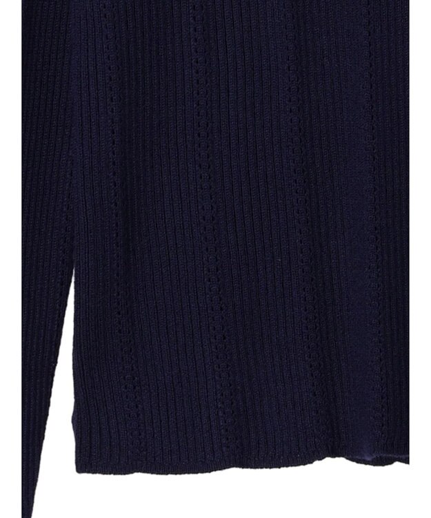 earth music&ecology 袖パールハイネックリブプルオーバー Dark Navy