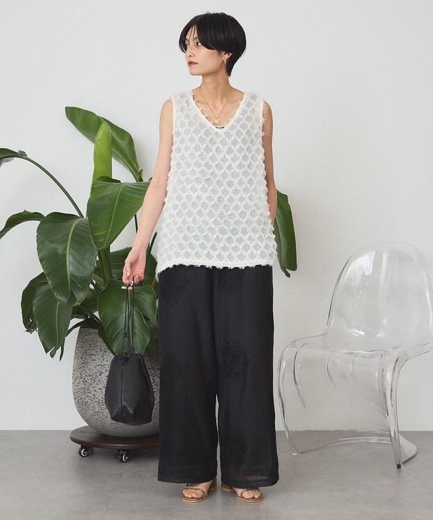 AMERICAN HOLIC Ｖネックシャギーベスト Ivory