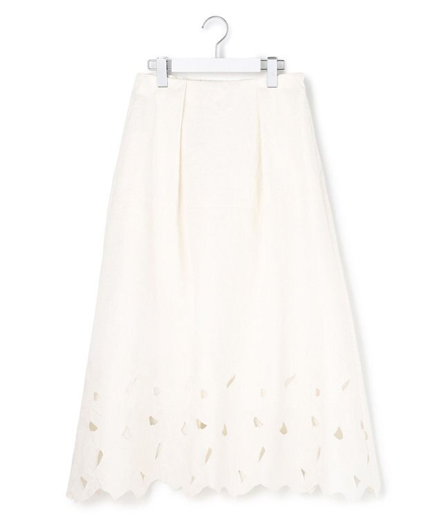 23区 【R(アール)】クラフトカットレース フレアスカート ホワイト系