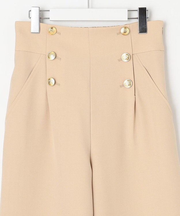 Feroux 【洗える】ハイウエストマリン パンツ ベージュ系