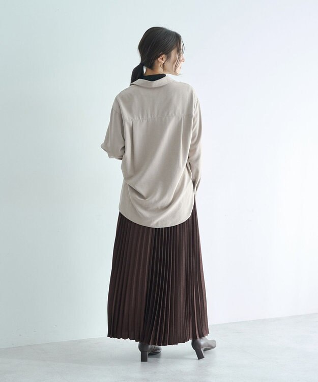 YECCA VECCA サテンプリーツスカート Ivory