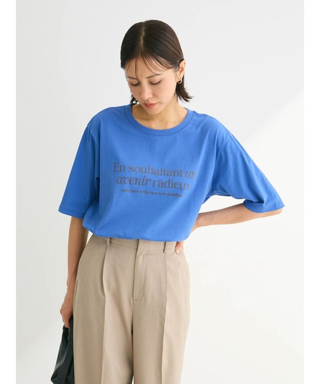 Green Parks ５分袖フロッキーロゴプリントＴＥＥ Blue