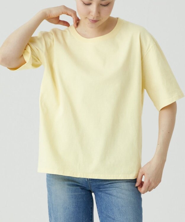 caqu caqu x GoodOn roundneck S/Stee  シンプルゆったりフィットの半袖Tシャツ R.yellow