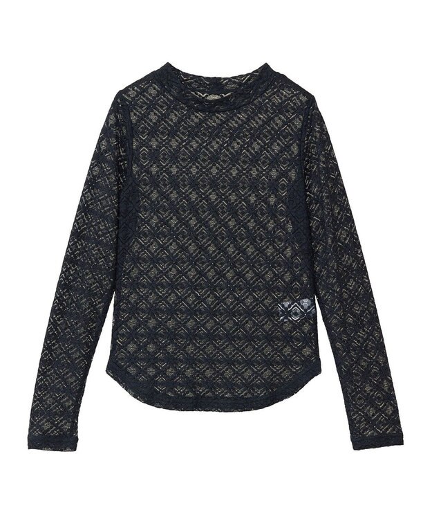 earth music&ecology フラワーレースプルオーバー Black