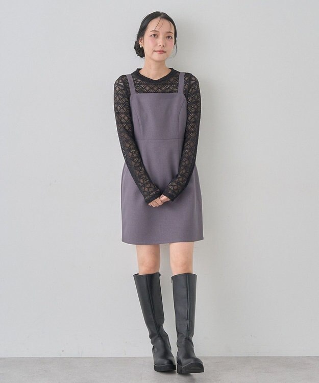 earth music&ecology フラワーレースプルオーバー Black