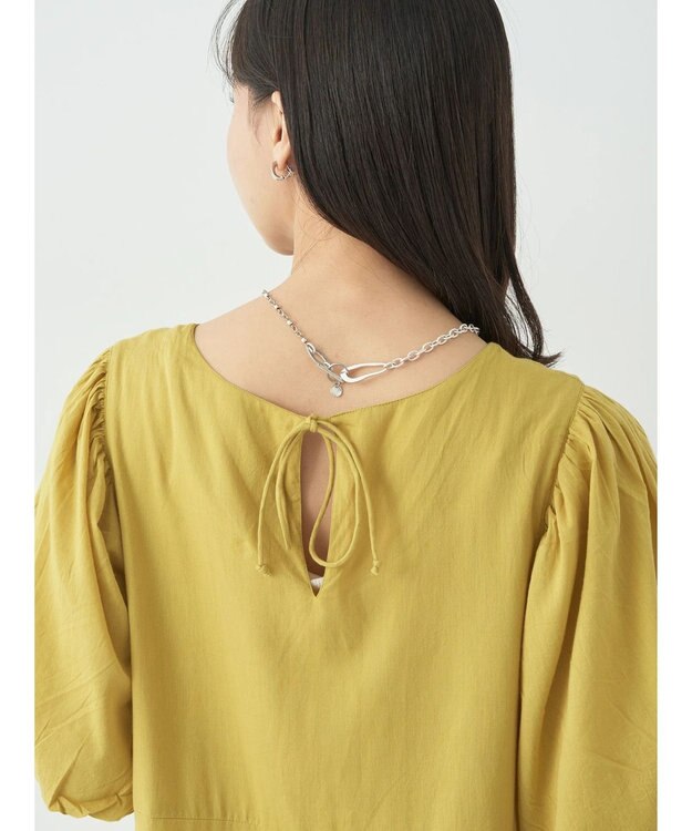 earth music&ecology コットンボイルパフスリーブワンピース Yellow