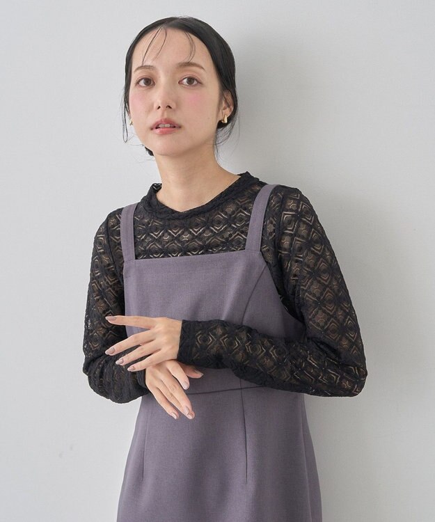 earth music&ecology フラワーレースプルオーバー Black