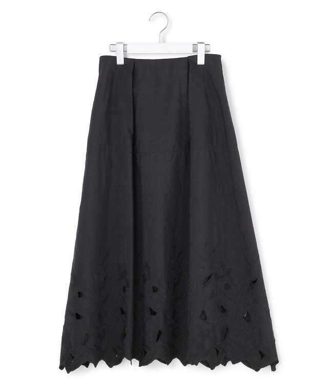 23区 【R(アール)】クラフトカットレース フレアスカート ブラック系