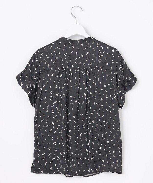 自由区 【洗える・XSサイズあり】ビンテージサテンプリント柄 ブラウス ブラック系5