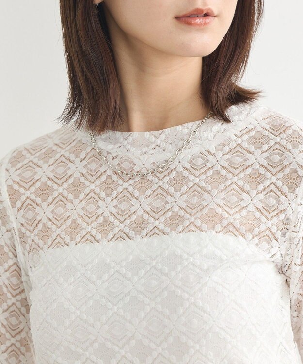 earth music&ecology フラワーレースプルオーバー White