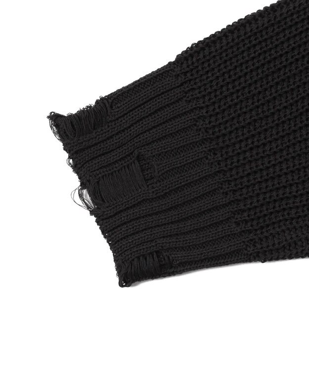 WEGO グラフィックダメージニットプルオーバー ダークグレー