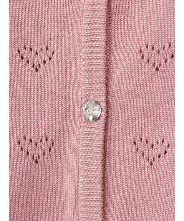 Green Parks ・ｓｗｉｎｇ　ｂｙ　ハート柄スカシニットカーディガン Pink