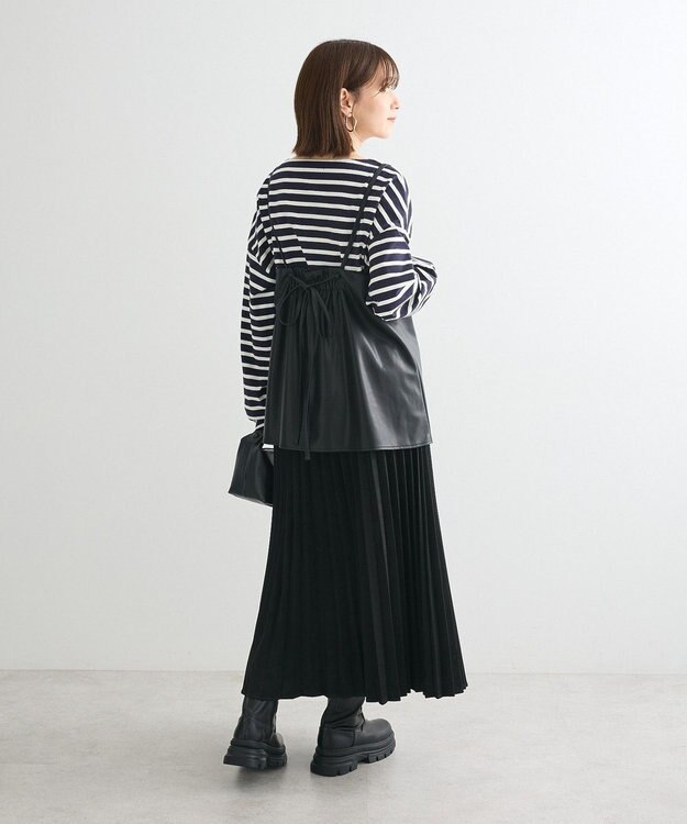 Green Parks ボーダーゆるチュニック Dark Navy