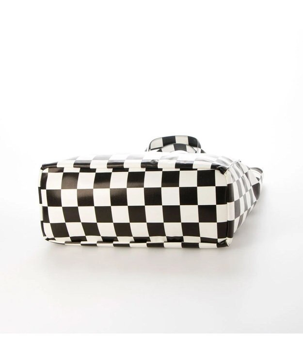 UNBILLION カシュカシュ cachecache / ソフトエナメルスクエア手提げトート ブラックホワイト