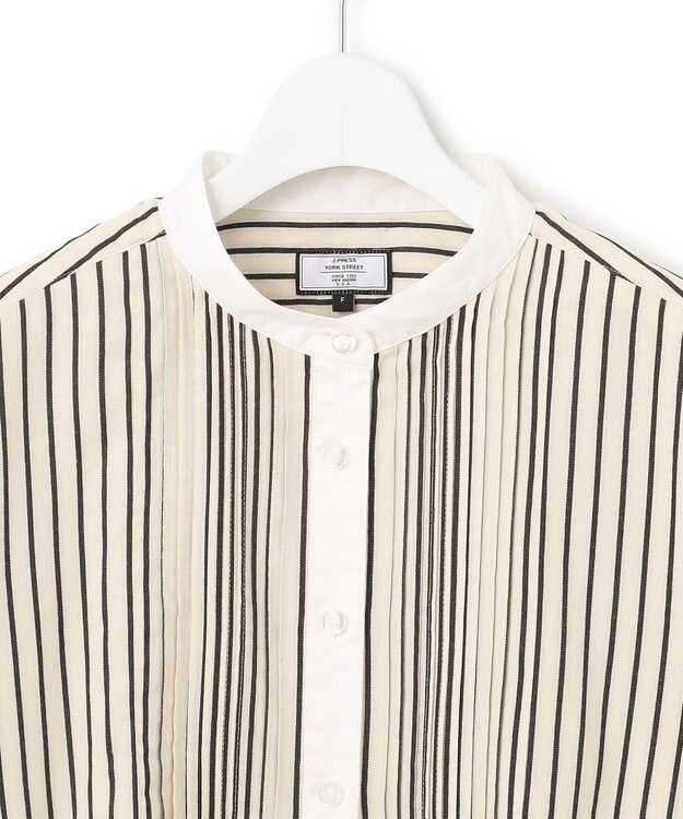 J.PRESS YORK STREET 【WOMEN】コットンタイプライター バンドカラーブラウス ブラック系1