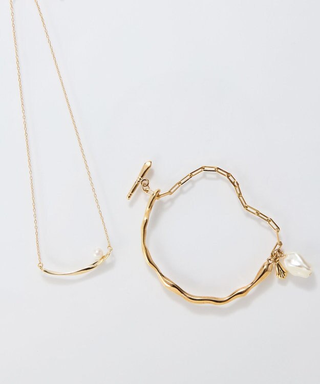 Phoebe <オンワード限定セット>スライヴパールネックレス×フロウラインメタルブレスレット ゴールド