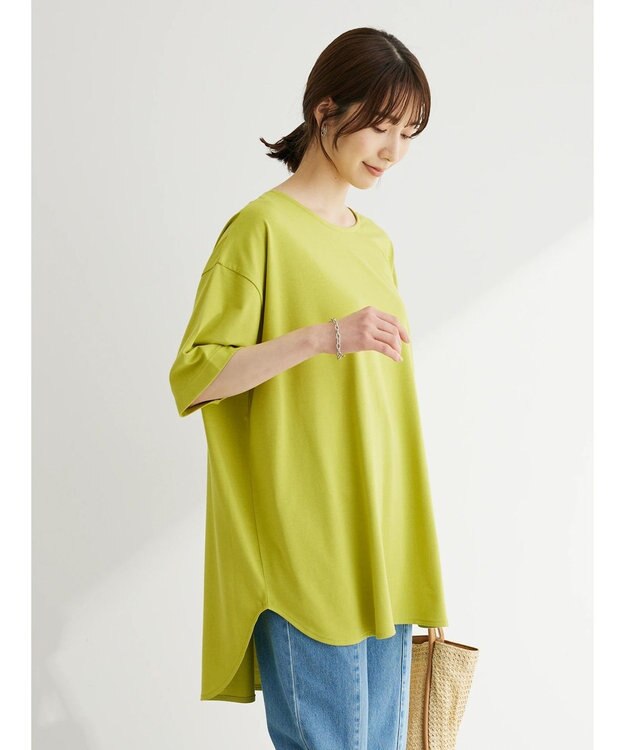 Green Parks 接触冷感バックカシュクールチュニック Lime Green