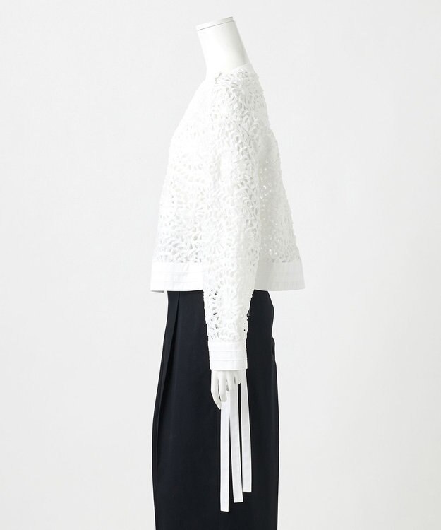 23区 【GOLD LABEL】オーガンジーテープエンブロイダリー ブラウス ホワイト系