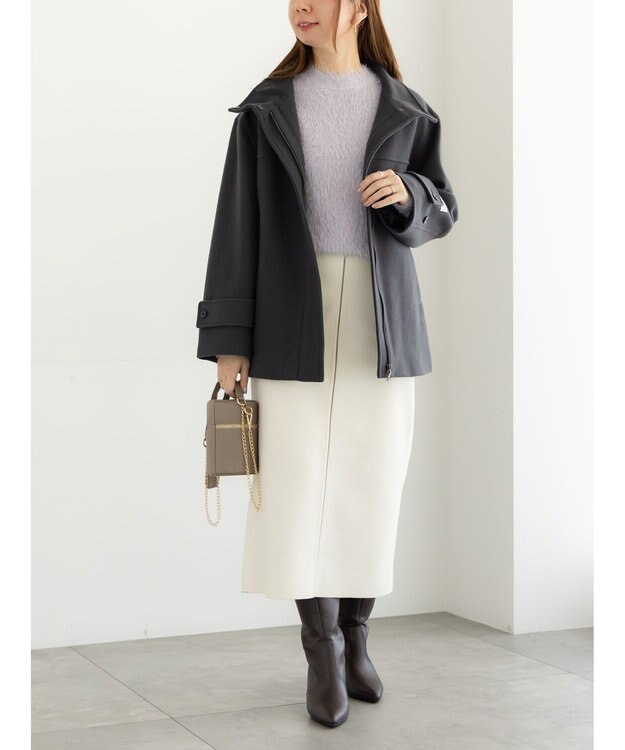 Te chichi メルトンジャージーナロースカート オフホワイト