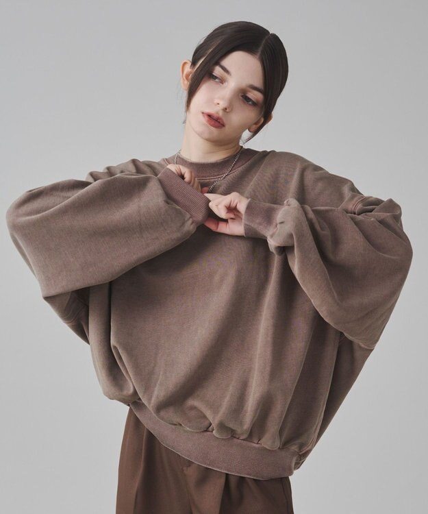 WEGO 【ユニセックス着用ITEM】バルーンクロップドプルオーバー ブラウン