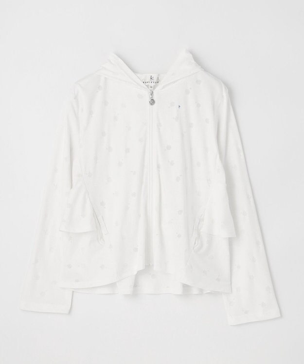 組曲 KIDS 【UVケア】【150-160cm】フラワーオパール パーカー オフホワイト系