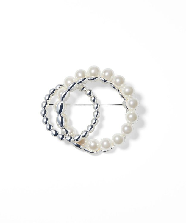 ICB パールサークルブローチ シルバー系