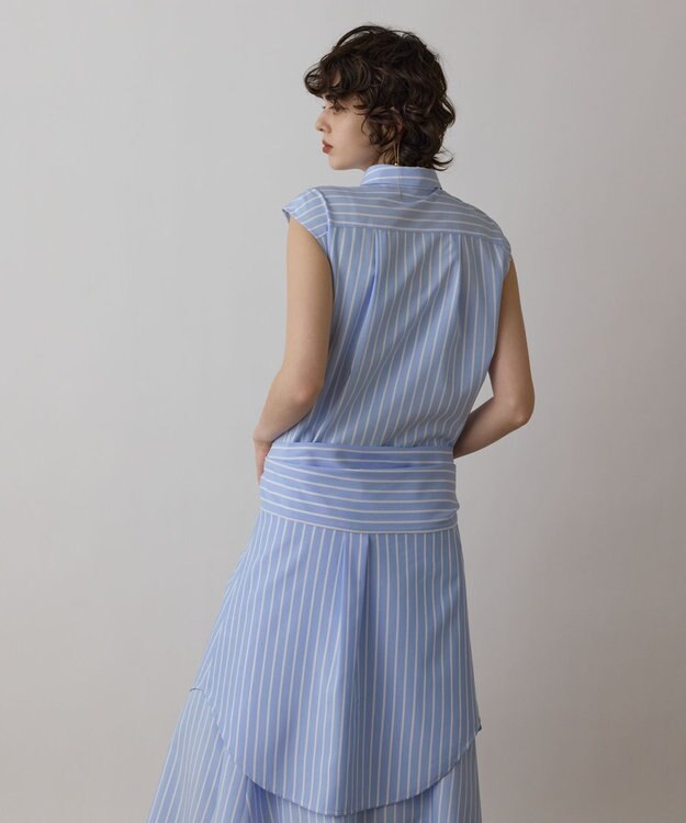 GRACE CONTINENTAL ストライプシャツワンピース ブルー