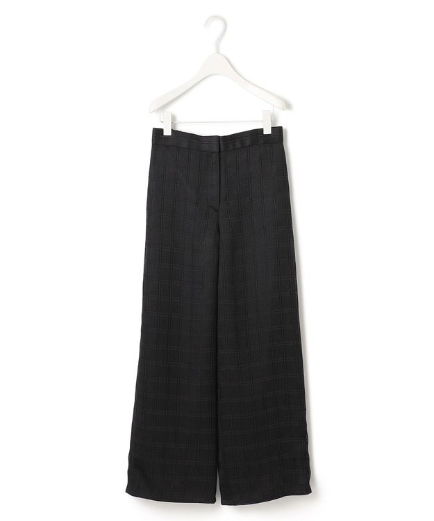 ICB スクエアチェックレノクロス ワイドストレートパンツ ブラック系