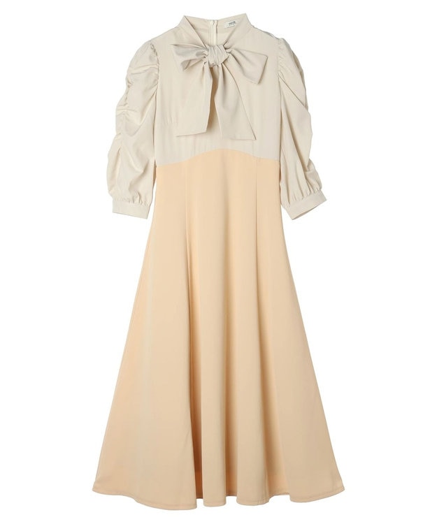 earth music&ecology ハイウエスト切り替えドッキングフレアワンピース Orange