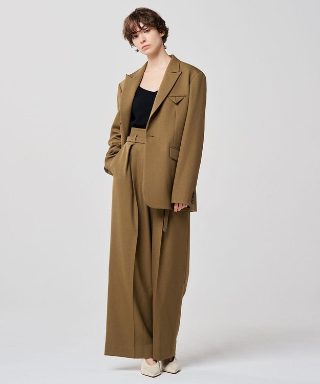 uncrave プレーンスーツ ワイドパンツ（uncrave WHITE） ブラウンカーキ