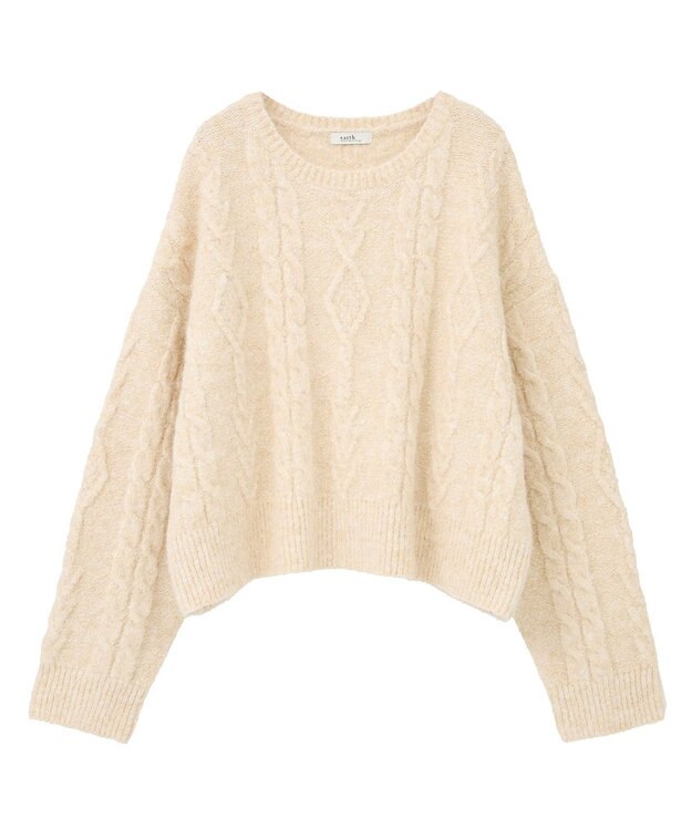 earth music&ecology モヘヤタッチケーブルニットプルオーバー アイボリー