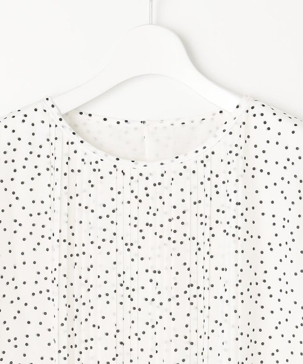 自由区 L 【洗える】ロイヤルシフォンドット柄 ブラウス オフプリント