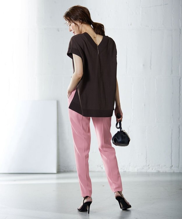 ICB 【洗える】 ガスコットンハイゲージ Vネックニット ダークブラウン系