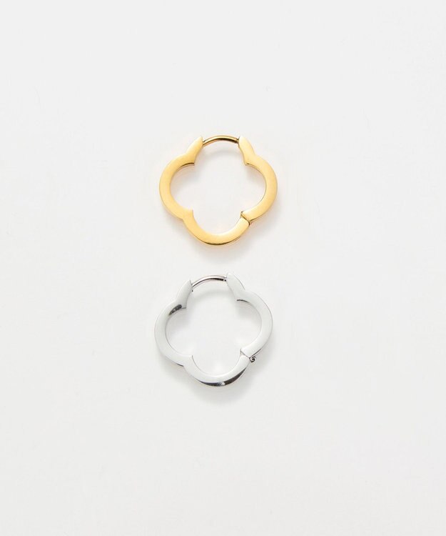 Phoebe 【金属アレルギー対応】フラワーワンタッチフープピアス　シルバー/サージカルステンレス（片耳） シルバー