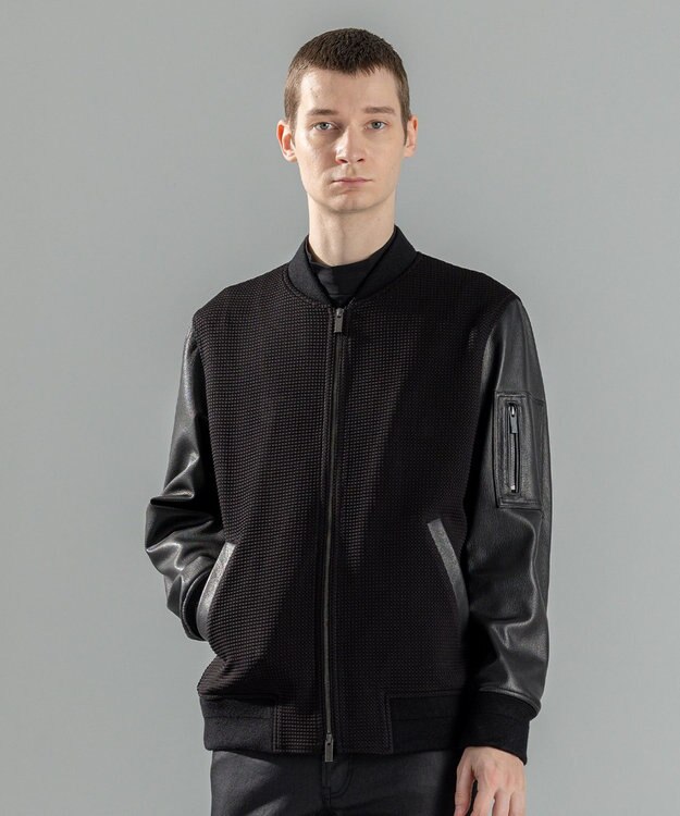 JOSEPH HOMME ライトタックブロックレザー　ブロッキングブルゾン ブラック系