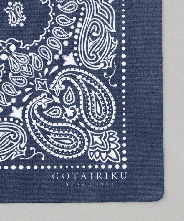 GOTAIRIKU BOX入りでギフトに最適【高機能吸水 / 抗菌防臭加工/シワになりにくい】バンダナハンカチ ネイビー×白ペイズリー