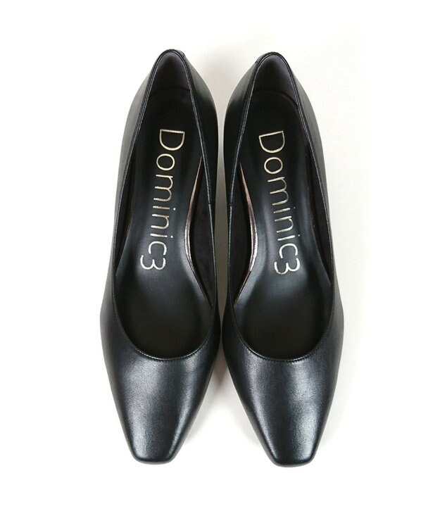 Dominic3 晴雨兼用 スクエアトゥ レザーパンプス ブラック
