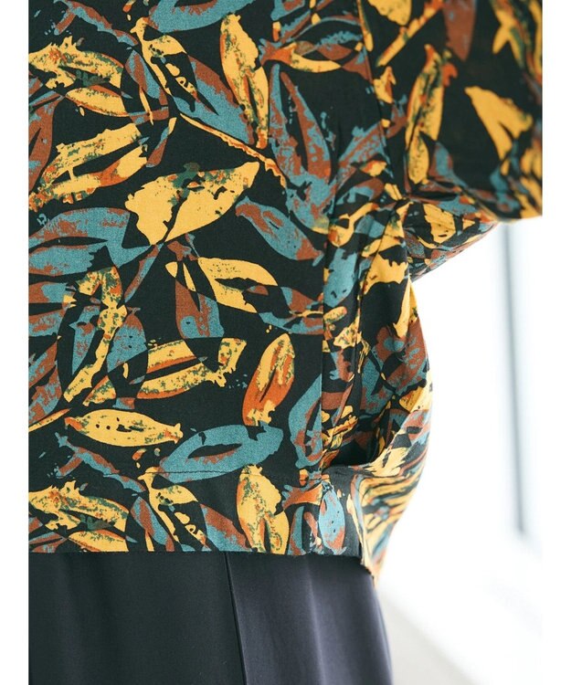 CRAFT STANDARD BOUTIQUE レーヨン柄プリントワイドシャツ Mustard