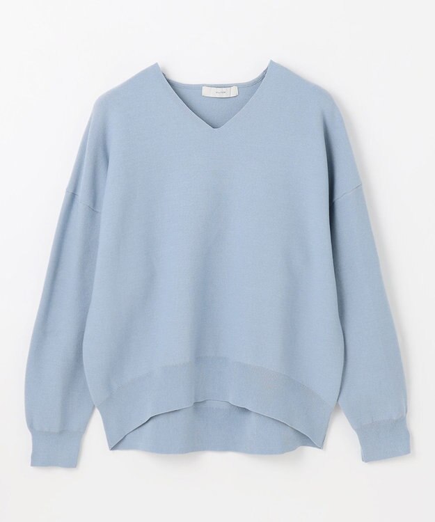 ANY 【5色展開】Ｖネックガーターニットプルオーバー サックス