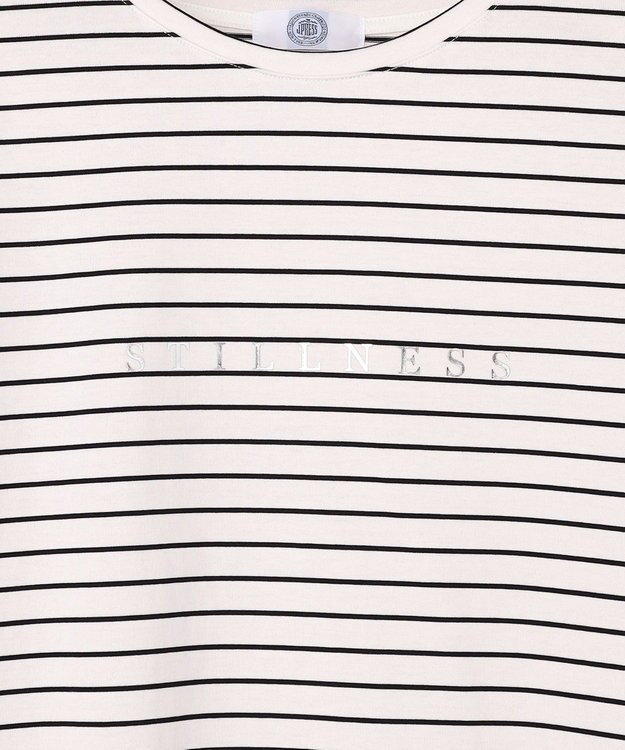 J.PRESS LADIES S メタリックロゴ ロンＴ オフ×ダークネイビー系