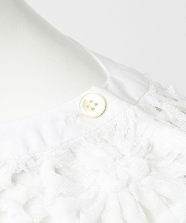 23区 【GOLD LABEL】オーガンジーテープエンブロイダリー ブラウス ホワイト系