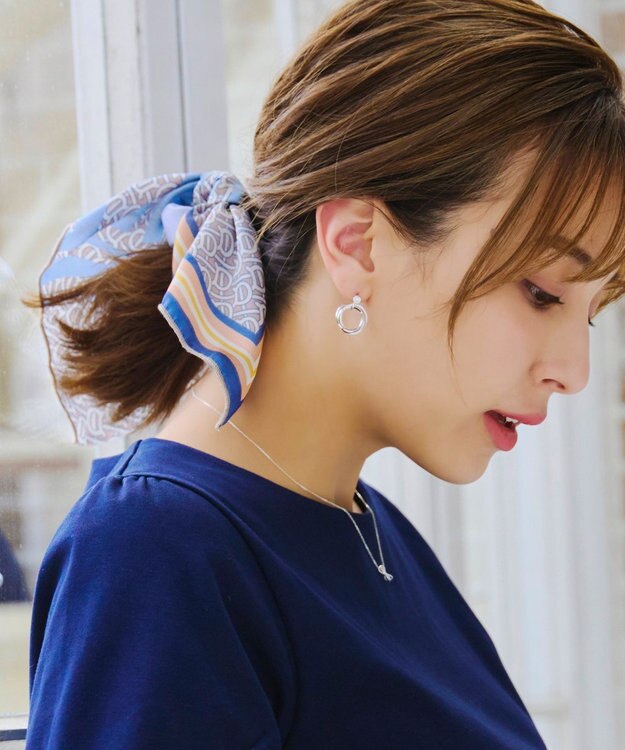 Tiaclasse 【2type】スカーフ柄シュシュ A：ブルー(スカーフ）