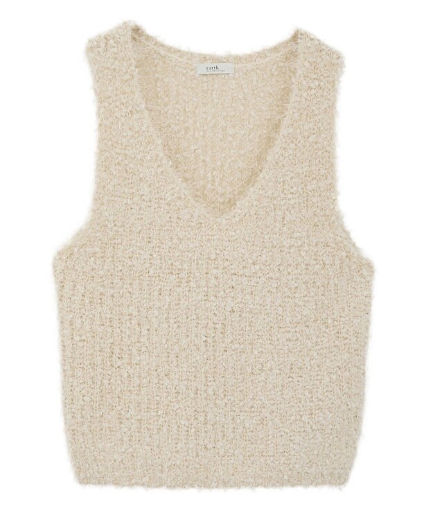 earth music&ecology ポンポンヤーンベスト Ivory