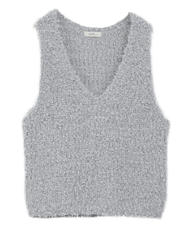 earth music&ecology ポンポンヤーンベスト Light Gray