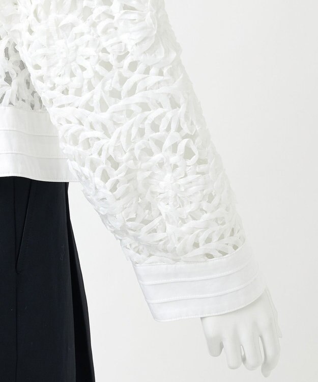 23区 【GOLD LABEL】オーガンジーテープエンブロイダリー ブラウス ホワイト系