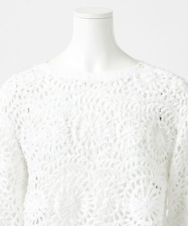 23区 【GOLD LABEL】オーガンジーテープエンブロイダリー ブラウス ホワイト系