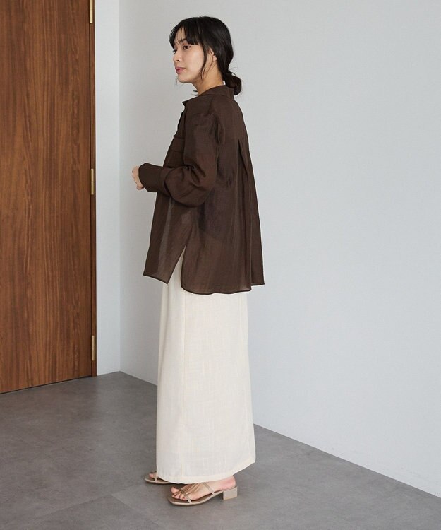 CRAFT STANDARD BOUTIQUE シアーオープンカラーシャツ Brown