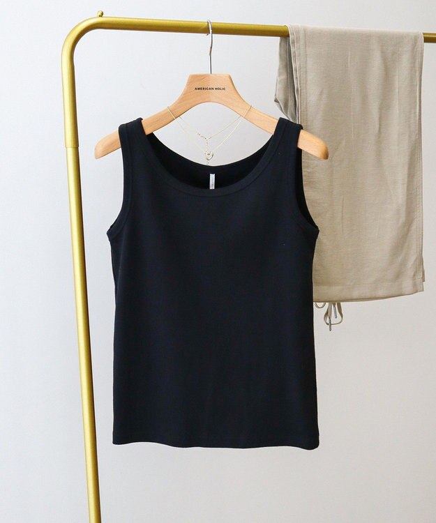 AMERICAN HOLIC 抗菌防臭テレコタンクトップ Black