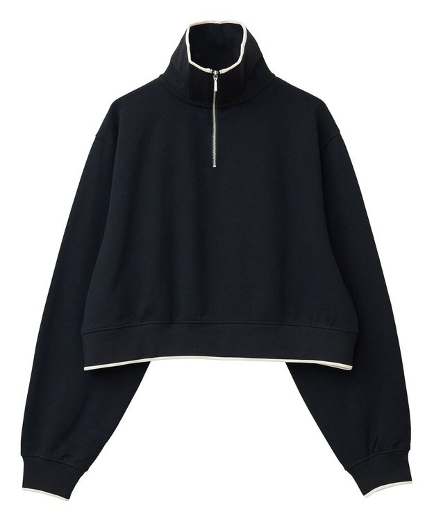 earth music&ecology ハーフジップラインプルオーバー Black