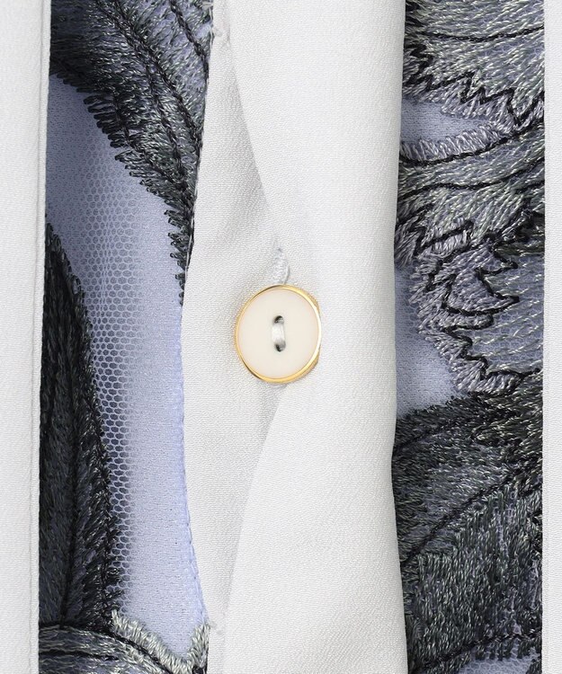 GRACE CONTINENTAL フラワー刺繍ミディドレス サックス